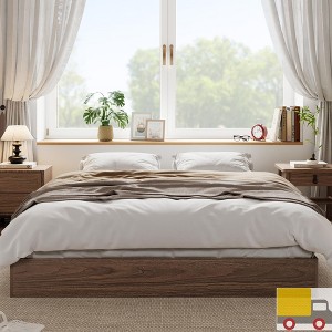 Jojoka Modern Solid Wood Platform Bed Frame, Floor-Standing, No Headboard, No Box Spring Needed, Minimalist Modern Design - 1 of 4