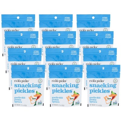 Rick's Picks Snacking Pickles Garlic Dill Pickle Spears - Case of 12/2.2 oz