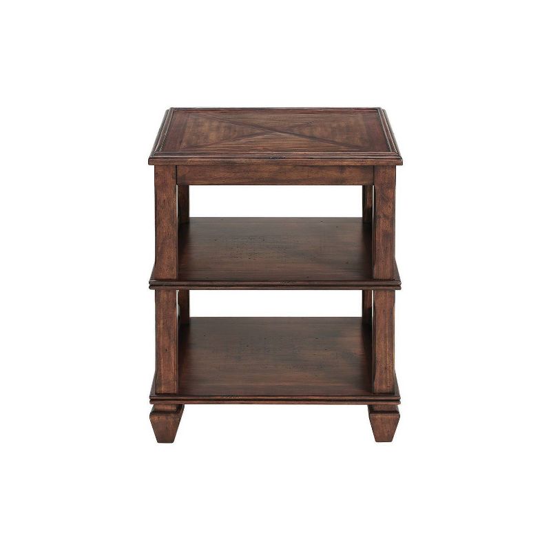 21&#34; Bridgton Square Wood End Table with 2 Shelves Cherry - Alaterre Furniture, 1 of 6