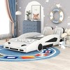 Streamdale Twin Size Race Car-Shaped Platform Bed with Wheels, White - 3 of 4