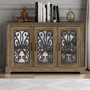 Galano 3-Door Sideboard with Mirrored Cut-Out Storage 45.7" W × 15.7" D × 29.3" H - 1 of 4
