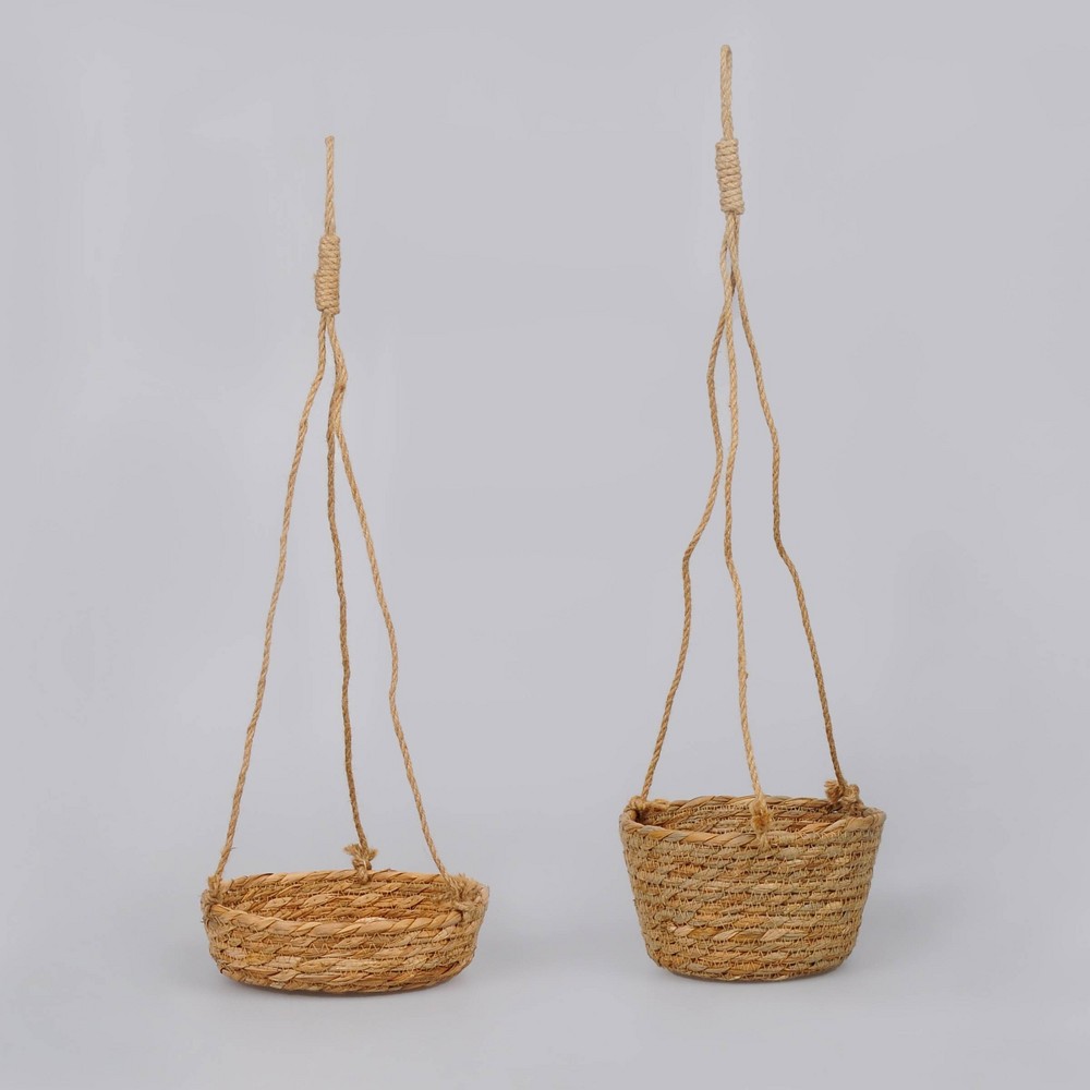 2ct Basket Weave Hanging Planter - Bullseye's Playground