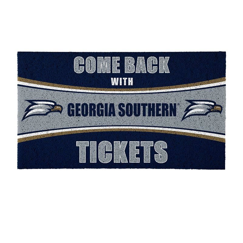 Evergreen Come Back with Tickets Georgia Southern University 28" x 16" Woven PVC Indoor Outdoor Doormat, 1 of 7