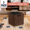 Ornavo Home 2 Pack Paper Wicker Storage Shelf Basket Cube Bin with Handles - 2 of 4