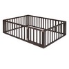 CAVINAS Twin/Full/Queen Size Bed Frame with Heightened Fences,Solid Wood Floor Bed for Kids Room,Bedroom,Playroom - 3 of 4