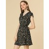 Allegra K Women's Boho Crossover V Neck Petal Sleeves Belted Floral Flowy Dress - 4 of 4