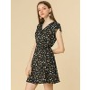 Allegra K Women's Boho Crossover V Neck Petal Sleeves Belted Floral Flowy Dress - image 4 of 4