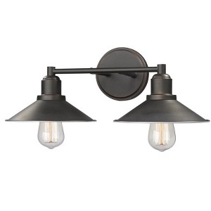 Casa 2-Light Steel Vanity Fixture - Dimmable, Damp Rated, Vintage Style, 18" Wide - 1 of 1