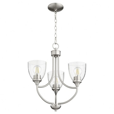 Quorum Lighting Enclave 3-Light Chandelier, Satin Nickel, Clear/Seeded