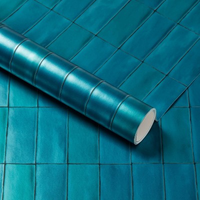 Artisan Tile Wallpaper Peacock Pearl - Threshold™: Self-Adhesive Vinyl, Removable, Stick On, 27.5 Sq Ft Coverage