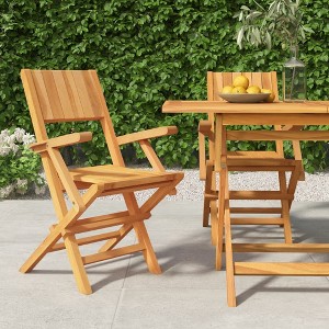 vidaXL Folding Garden Chair Set of 2 Teak Solid teak wood - 1 of 4