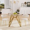 Okak 35.4/47/70IN Round Tempered Glass Dining Table for 4 People, Space-Saving Kitchen Table with Metal Leg, Dinner Table for Dining Room, Living Room - 4 of 4