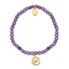 Chisel Stainless Steel Yellow IP-plated Eye of Horus 4mm Purple Jade Beaded Stretch Bracelet - 2 of 3