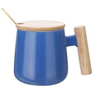 Unique Bargains Ceramic Simple Wooden Handle Handmade Coffee Mug - 1 of 4