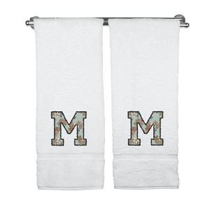 BC BARE COTTON Monogrammed Towels, Personalized Gift, Set of 2 - Embroidered Writing with Greenish Cyan - 1 of 4