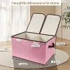 Foldable Fabric Storage Box with Double-Lid & Dividers, Large Organizer for Home, Closet, Office(Pink) - 2 of 4