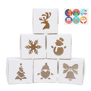 Whizmax 6PACK Square Christmas Cookie Box-Hollow-out Design with Stickers - 1 of 4