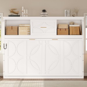 Merax Twin Size Murphy Bed with USB Charging Station, Drawer Storage & Decorative Cabinet Design - 1 of 4