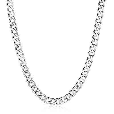 West Coast Jewelry Men's Polished Curb Chain Stainless Steel Necklace (9mm) - 24"