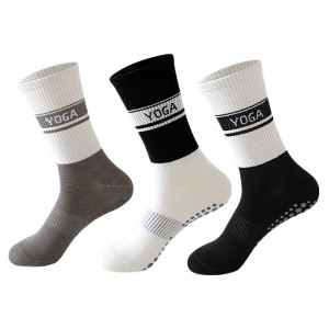 Anna-Kaci 3 Pairs Women's Non-Slip Yoga Crew Socks Soft Cotton Grip Sole Ribbed Cuff for Fitness - 1 of 4