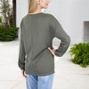 Anna-Kaci Women's Waffle Knit Button-Accent Long Sleeve Top with V-Neck - 3 of 4
