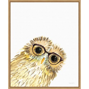 16" x 20" Owl in Glasses by Mercedes Lopez Charro Framed Wall Canvas - Amanti Art: Modern Lithograph, Sawtooth Back Mount - 1 of 4