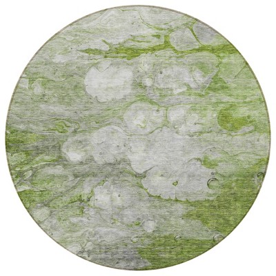 Olive Green And Gray Abstract Washable Indoor Outdoor Area Rug