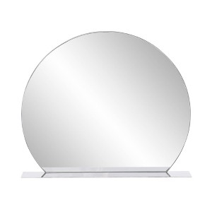 Howard Elliott 30"x25.5" Round Stainless Steel Framed Wall Mirror with Shelf Silver - 1 of 4