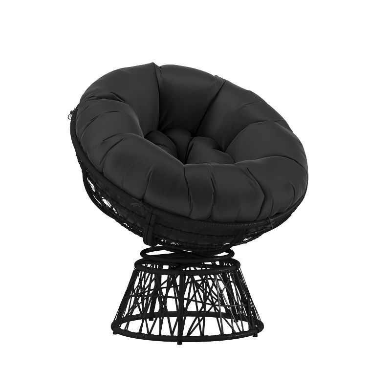 Merrick Lane Papasan Style Woven Wicker Swivel Patio Chair with Removable All-Weather Cushion, 1 of 14