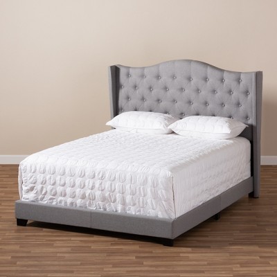 Gray Tufted Upholstered King Bed with Curved Headboard