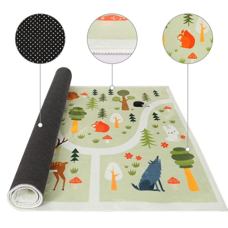 WhizMax Kids Area Rug Jungle Animal Road Play Mat 4'*4'Round, 2 of 6