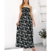 LA LEELA Women's House Daily Routine Evening Wear Boho A line Slit Maxi Dress Smocked Top Evening Long Tube Dresses for Women One Size Black, Tree - 3 of 4
