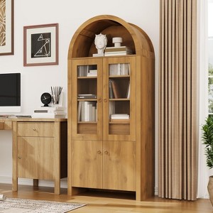 71-Inch Tall Farmhouse Arched Pantry Cabinet, Wooden Storage Cupboard with Acrylic Doors and Adjustable Shelves, Sturdy Frame for Kitchen - 1 of 4