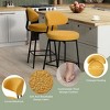 WestinTrends Alexandria Modern Upholstered Faux Shearling Fabric Counter Height Bar Stools with Back (Set of 2), Sunset Gold - 3 of 4