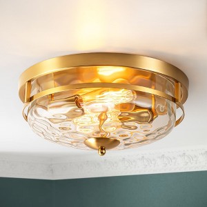Rennnsan Luniva 13"W 2-Light Bowl Hammered Glass Classic Dimmable Flush Mount - 1 of 4