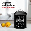 Amici Home Coffee Fix Metal Canister, 36 Oz Push Top Lid with Silicone Gasket - Black Decorative Coffee Storage Container with Patchwork Design - 3 of 4