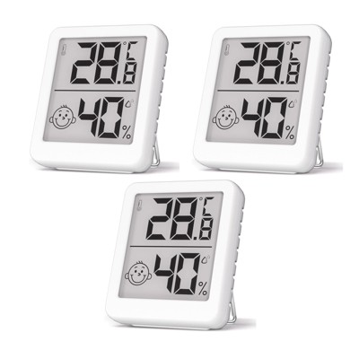 FONTOI 3 Pack Digital Hygrometer Indoor Thermometer, Room Temperature and Humidity Monitor Meter for Baby Room, Greenhouse, White, 1.85"*0.55"*2.17"