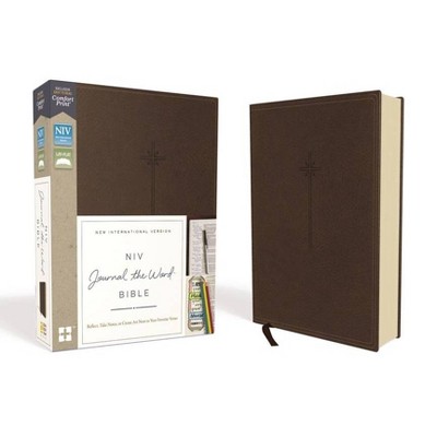 NIV, Journal the Word Bible, Imitation Leather, Brown, Red Letter Edition, Comfort Print - by  Zondervan (Leather Bound)