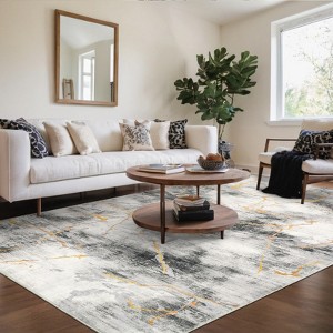 Machine Washable Rug Modern Abstract Marble Design Accent Carpet - 1 of 4