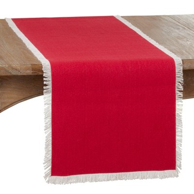 Saro Lifestyle Dining Table Runner With Fringe Borders, Red, 16