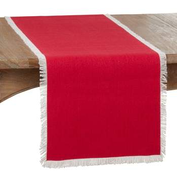 Saro Lifestyle Dining Table Runner With Fringe Borders