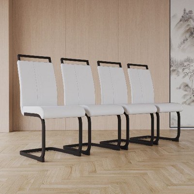 CAVINAS Modern Dining Chairs, Faux Leather High Back Upholstered Side Chair with C-shaped Tube Metal Legs, Guest Office Chair