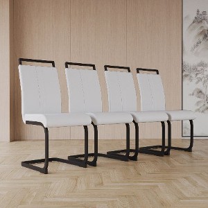 CAVINAS Modern Dining Chairs, Faux Leather High Back Upholstered Side Chair with C-shaped Tube Metal Legs, Guest Office Chair - 1 of 4