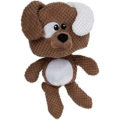 goDog Checkers Dog Squeaky Plush Dog Toy, Chew Guard Technology - Brown, Large