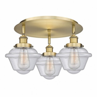 Oxford - 3 Light Flush Mount In Art Deco Style-8 Inches Tall and 18.25 Inches Wide