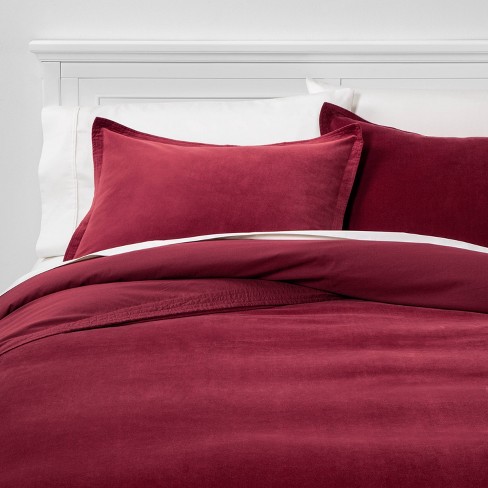 King Solid Velvet Duvet Cover Sham Set Berry Threshold Target