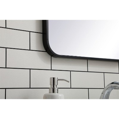 Modern Black Wood Rectangular Wall Mirror 18x30 Inch