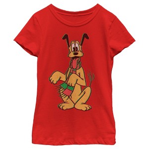 Girl's Mickey & Friends Happy Tail Pluto Holiday T-Shirt - 1 of 4