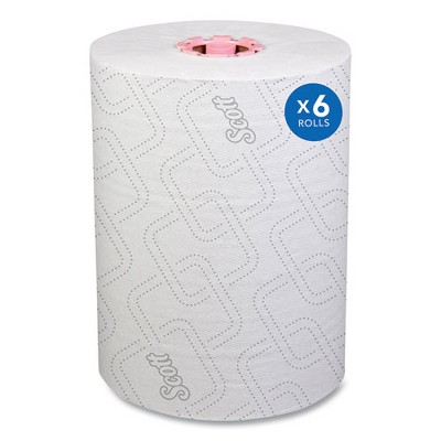 Scott Slimroll Towels, 1-Ply, 8" x 580 ft, White / Pink Core, Traditional Business, 6 Rolls / Carton