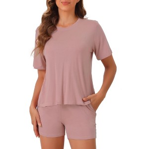 cheibear Women's Comfy Lounge Boxy T-Shirt and Sleep Shorts Set - 1 of 4